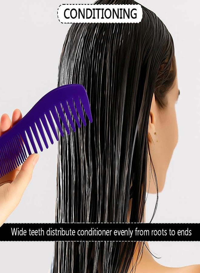 SIMPOR Detangling Hair Comb for Women Double Tooth with Wide and Fine Teeth Shower Combs for Wet Curly Style Barber Comb for Thin Thick Curly Straight Hair for Women Men Purple - Image 5